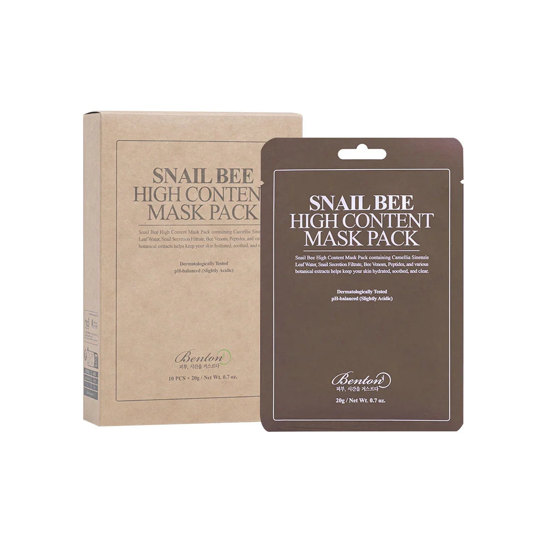 Benton Snail Bee High Content Mask Pack Best Korean sheet mask for dry mature oily skin anti-aging acne nourishing hydrating skin pigmentation dark spots K Beauty World