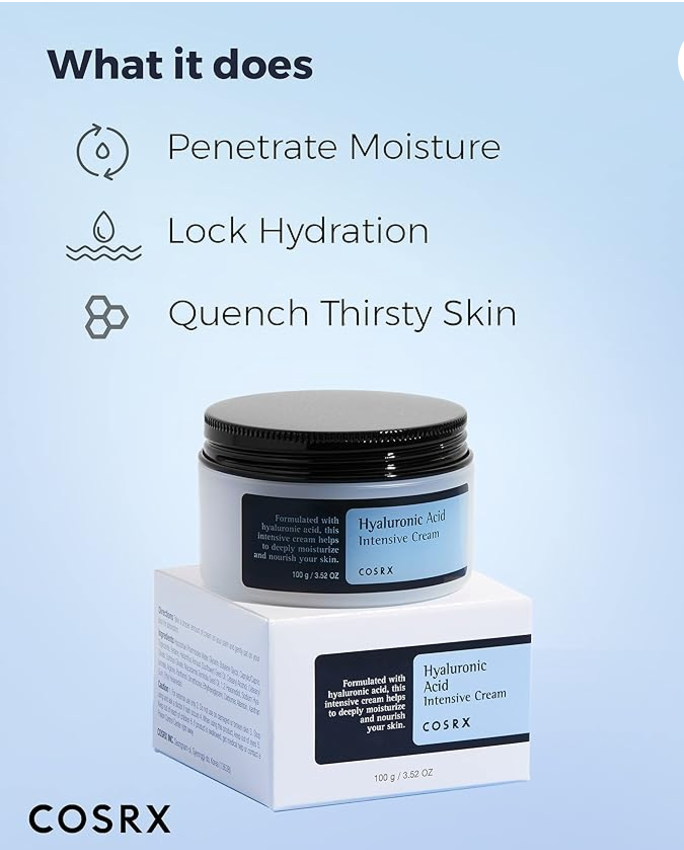 COSRX Hyaluronic Acid Moisturizing Cream.