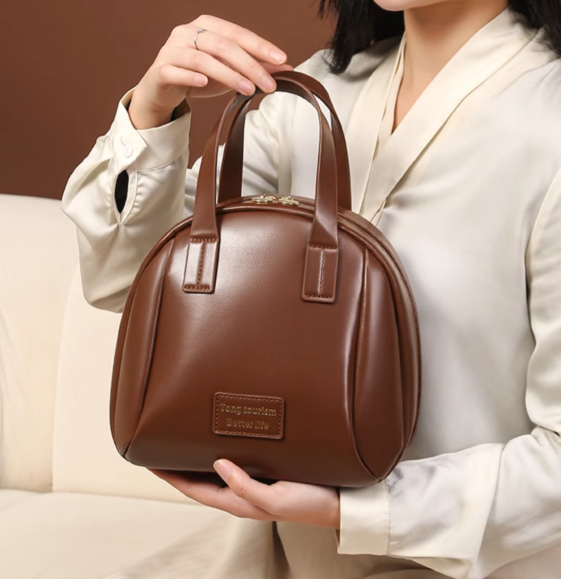 Trendy leather costmetic waterproof make up cary bag,