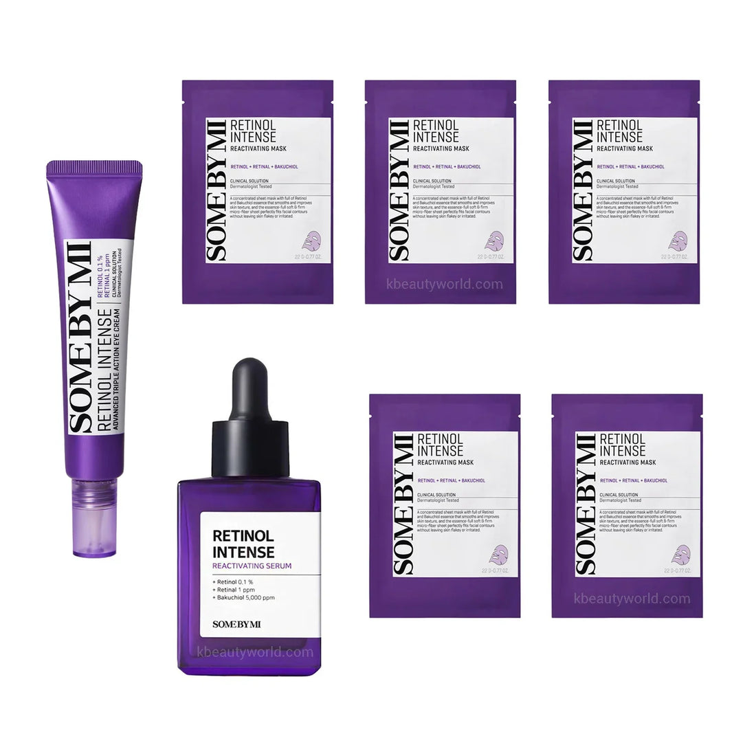 Some By Mi Retinol Skin Care Set anti-aging wrinkles fine lines acne scars uneven skin tone texture dark spots K Beauty World 