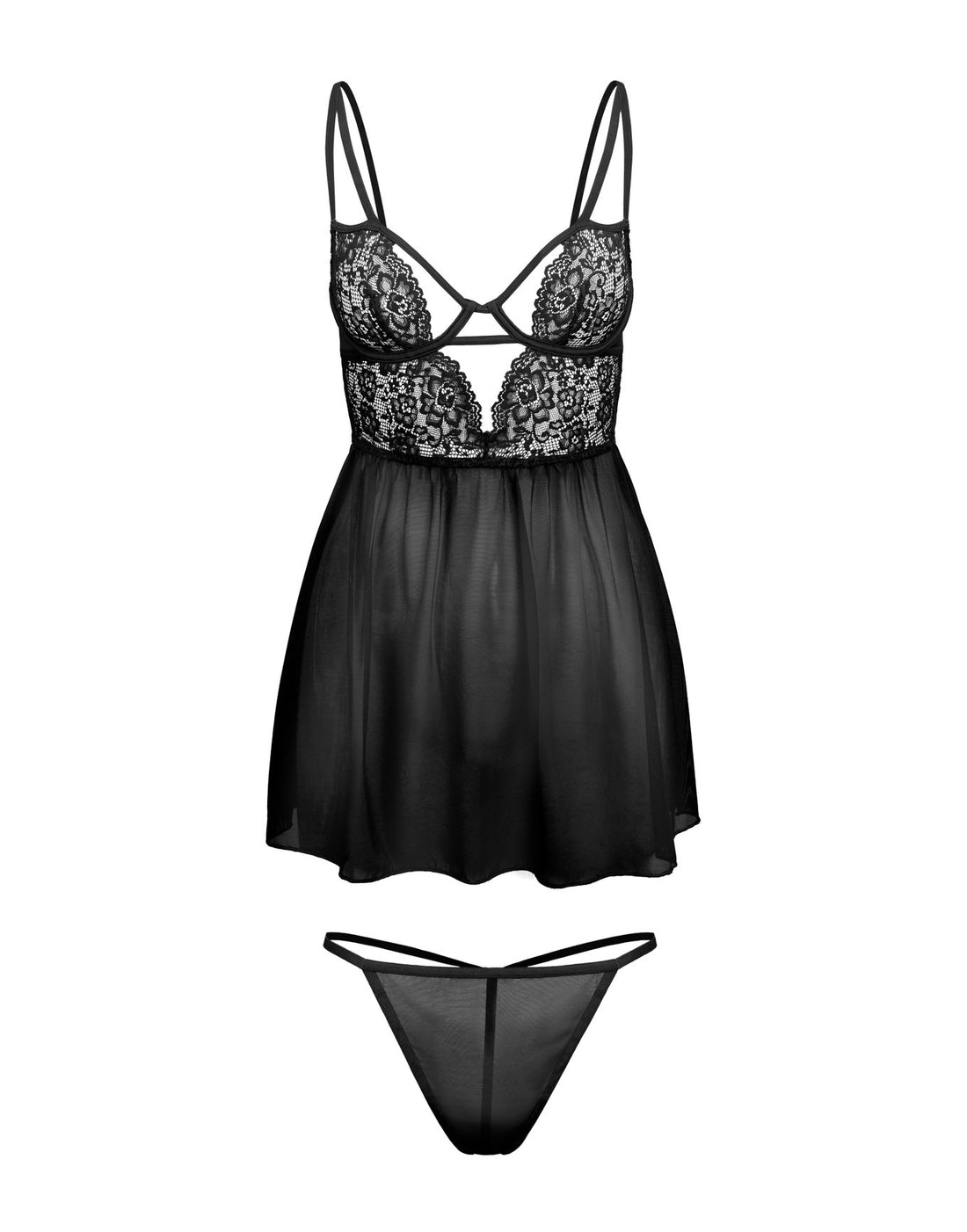 Rae Black Plus Unlined Babydoll